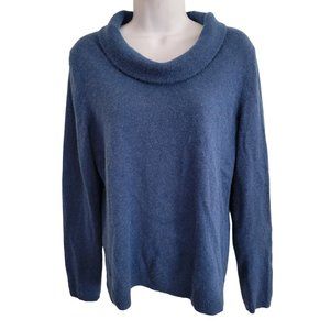 Talbots M Blue Turtle Cowl Neck Cashmere Sweater Pullover Soft Cozy Winter‎